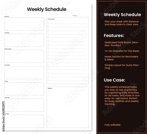 Weekly Schedule Planner Template Achieve Balance Clear Vision with Dedicated Boxes Checklists Notes For Daily Weekly