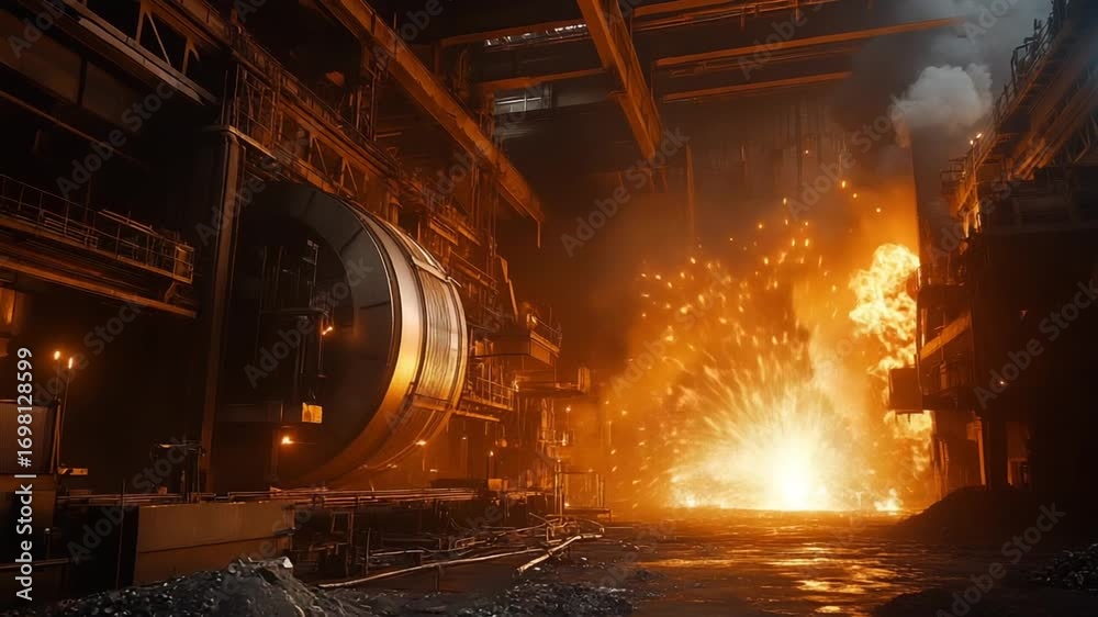 custom made wallpaper toronto digitalIndustrial scene with machinery and explosion effect