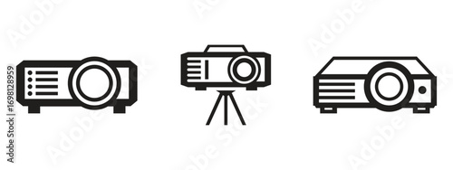 Silhouette vector illustration set of projector