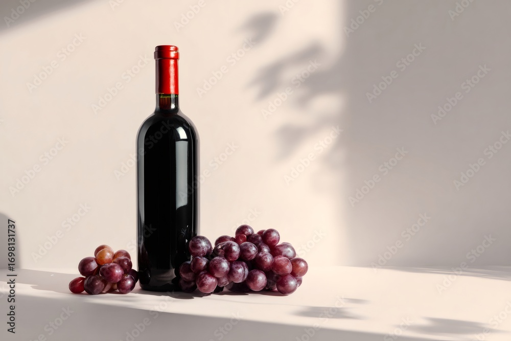 Obraz premium Elegant wine bottle and grapes creating a sophisticated atmosphere, perfect for wine related projects