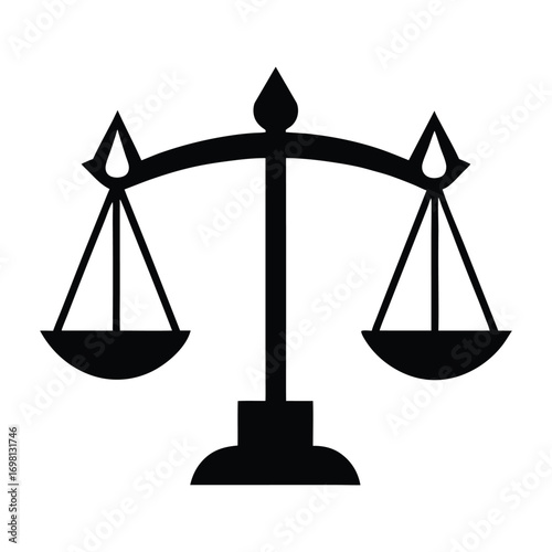 Symbol of justice balance scales silhouette for legal and law concepts illustration