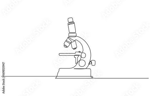 Continuous one line drawing of Laboratory microscope vector illustration. Editable outline