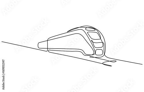 Continuous one line drawing of Passenger train vector illustration. Editable outline
