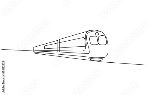 Continuous one line drawing of Passenger train vector illustration. Editable outline
