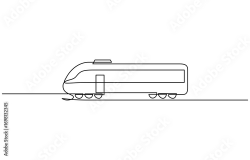 Continuous one line drawing of Passenger train vector illustration. Editable outline