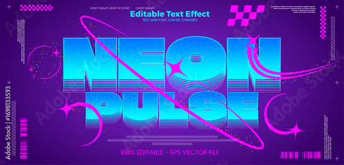 Neon Pulse effect editable text effect in modern trend style
