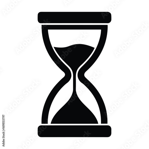 Classic hourglass silhouette symbol representing time passing and measurement illustration