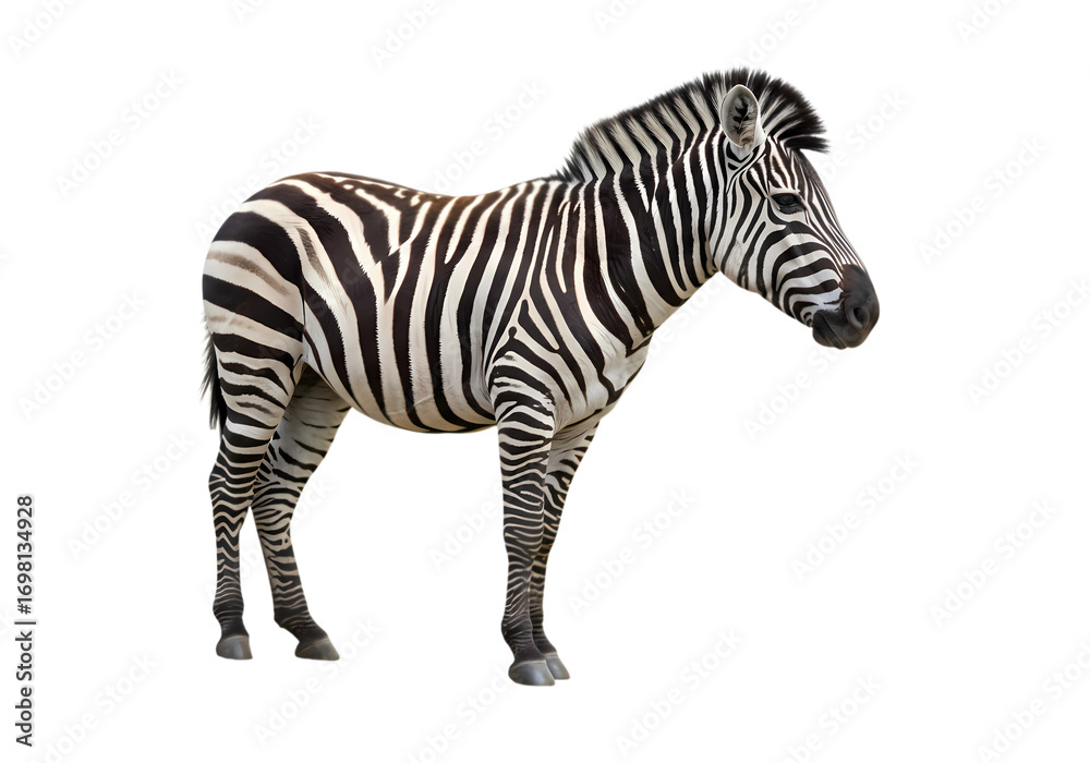Fototapeta premium Striped Zebra Powerful African Wildlife Photography isolated on transparent background