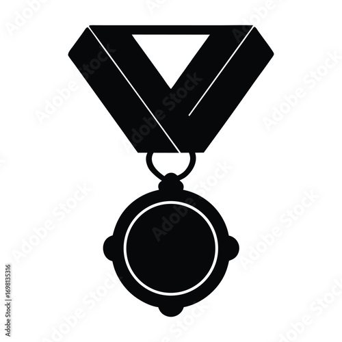Bold silhouette medal icon for achievement and victory symbolizing success and recognition illustration