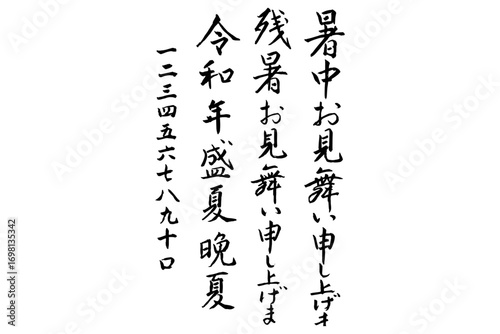 Traditional Japanese Calligraphy of Summer Greetings  暑中お見舞い申し上げます