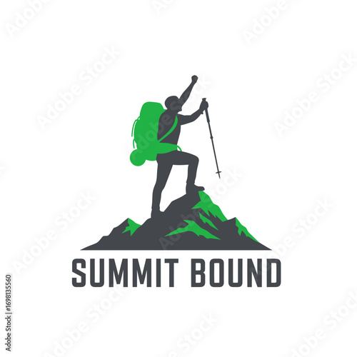 Summit bound nature peak mountain, logo design illustration