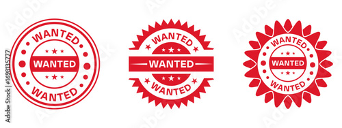 Wanted Badge Stamp Design Red Vintage Icon Collection