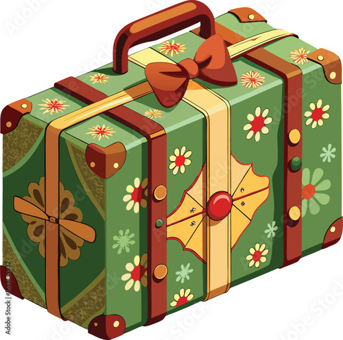 Christmas Travel Planning Vintage Gift Suitcase Design