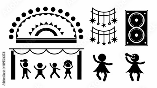 set of vector icons of the virgin mary