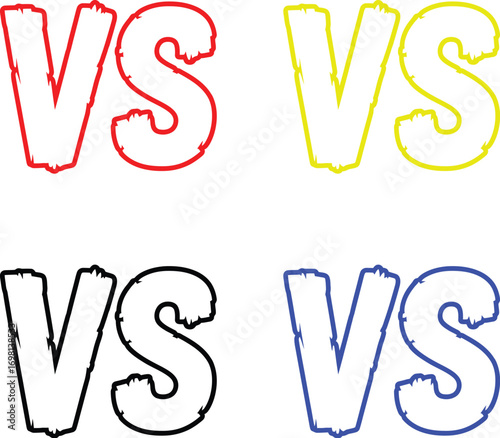 Four colorful versus signs symbolizing competition, choice, or comparison