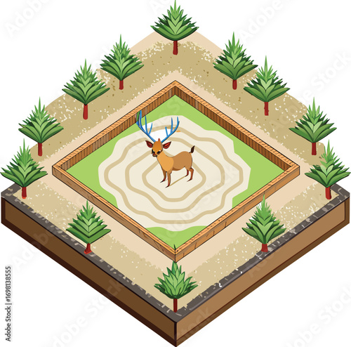 Christmas Mindfulness Meditation Deer in a Wooden Enclosure