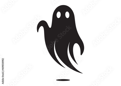 halloween ghost logo silhouette vector, ghost logo vector illustration, haunted ghost silhouette vector logo, funny halloween spooky ghost logo silhouettes vector on white background. 