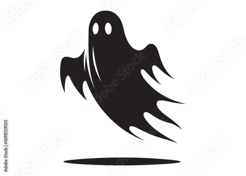 halloween ghost logo silhouette vector, ghost logo vector illustration, haunted ghost silhouette vector logo, funny halloween spooky ghost logo silhouettes vector on white background. 