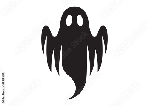 halloween ghost logo silhouette vector, ghost logo vector illustration, haunted ghost silhouette vector logo, funny halloween spooky ghost logo silhouettes vector on white background. 
