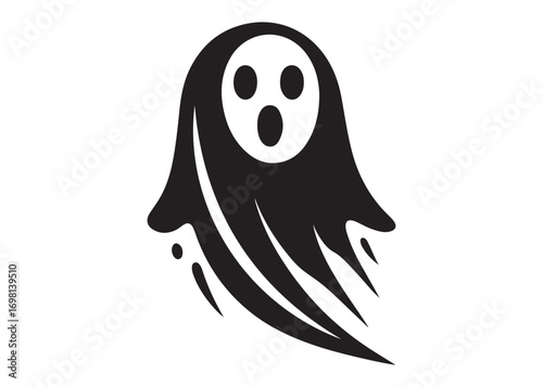 halloween ghost logo silhouette vector, ghost logo vector illustration, haunted ghost silhouette vector logo, funny halloween spooky ghost logo silhouettes vector on white background. 
