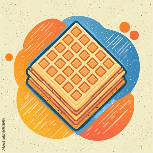 Two Rectangular Waffles with Grid Pattern on Multicolor Background