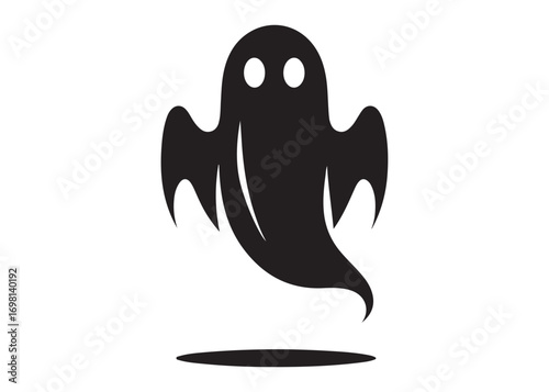 halloween ghost logo silhouette vector, ghost logo vector illustration, haunted ghost silhouette vector logo, funny halloween spooky ghost logo silhouettes vector on white background. 