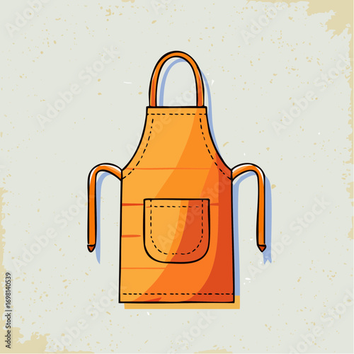 Orange Apron With Pocket On Textured Background