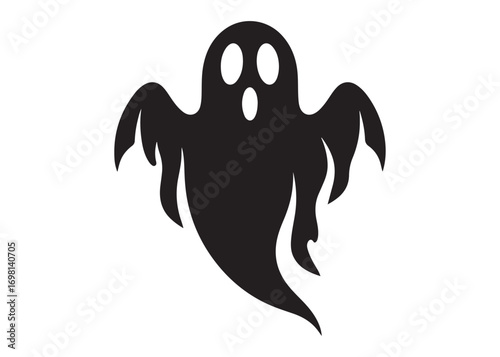 halloween ghost logo silhouette vector, ghost logo vector illustration, haunted ghost silhouette vector logo, funny halloween spooky ghost logo silhouettes vector on white background. 