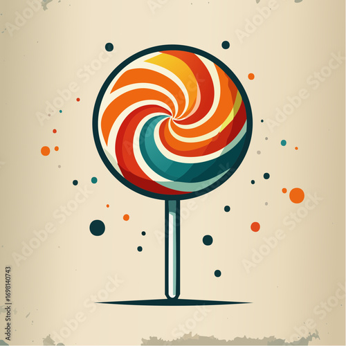 Colorful Swirl Lollipop On Grunge Background