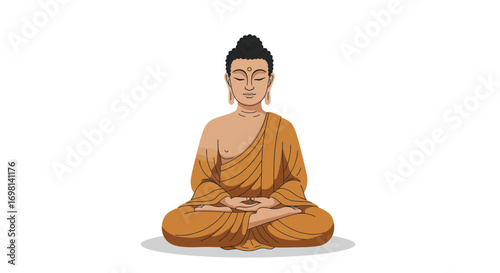 A stylized illustration of Buddha in meditation