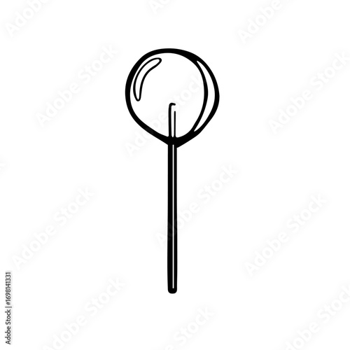 Vector black and white illustration of lollipop ball in doodle style. Holiday decor element. Основные RGB