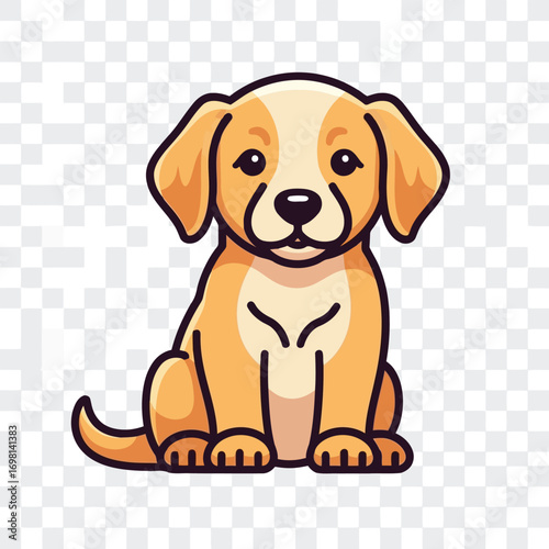 Cute Golden Retriever Puppy Illustration with Transparent Background