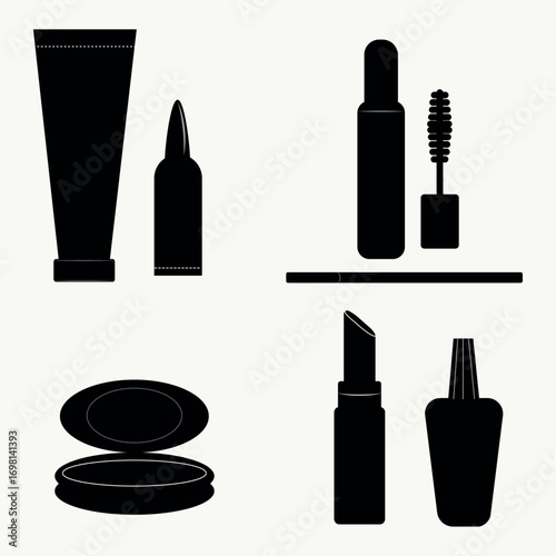 Silhouette Icons of Makeup Products for Beauty Branding