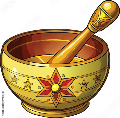 Christmas Mindfulness Meditation Golden Mortar and Pestle Design