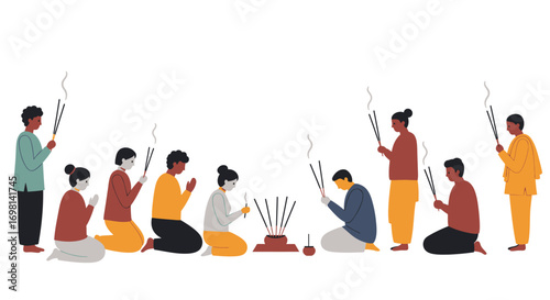 People offering incense sticks