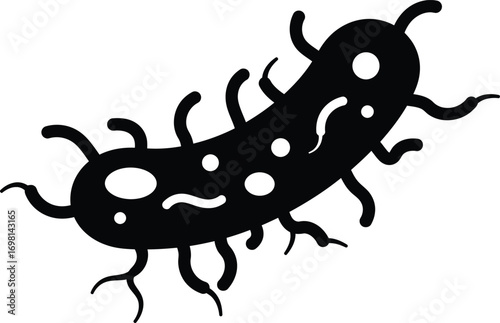 a black microbe silhouette on transparent background