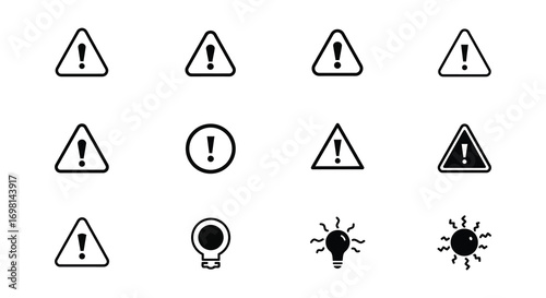 warning signs and symbols displayed in various shapes