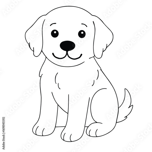 Adorable Puppy Line Art Free Printable Coloring Page for Kids