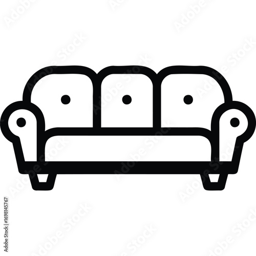 Sofa Icon Minimalist Black and White Couch Illustration for Interior Design or Home Decor