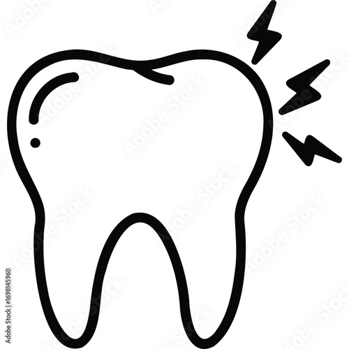 Toothache Icon Painful Tooth Illustration pain dental dentistry oral health healthcare tooth pain sensitive tooth line art vector graphic