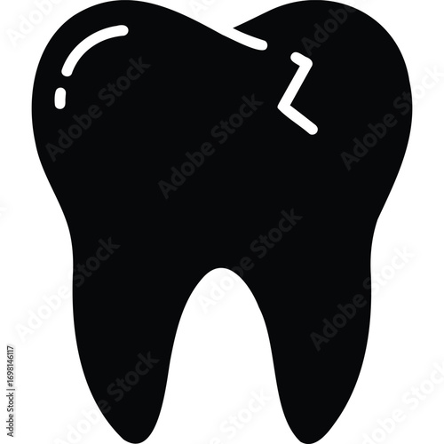 Cracked Tooth Icon Dental Care Symbol broken tooth dentistry toothache oral health healthcare medical vector illustration graphic design