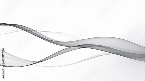 Abstract flowing grey shapes on white creating a soft wave pattern