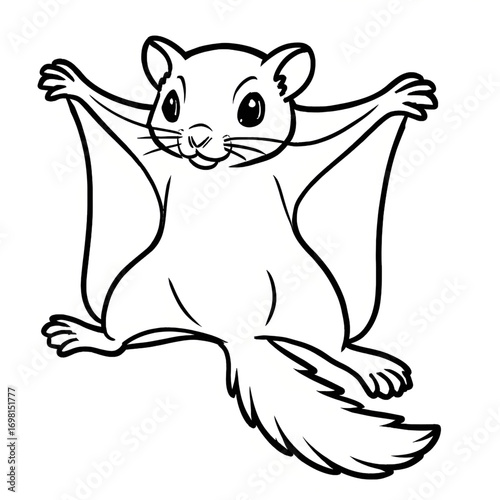 A flying squirrel illustration vector style coloring page