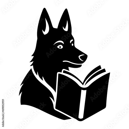 3d style vector silhouette of a german shepherd dog