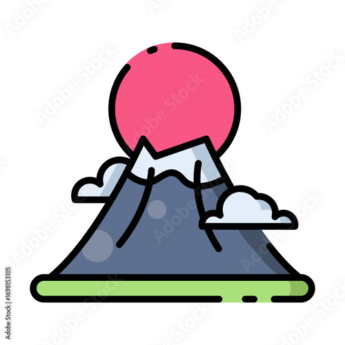 vector icon of Mount Fuji, Japan's iconic volcano