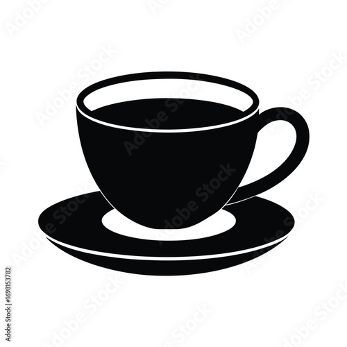 Coffee Cup and Saucer Silhouette Illustration