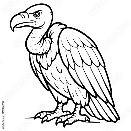 A vulture illustration vector style coloring page
