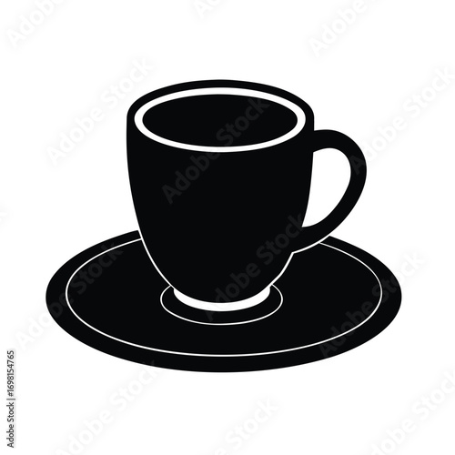 Coffee Mug on Plate Silhouette Illustration