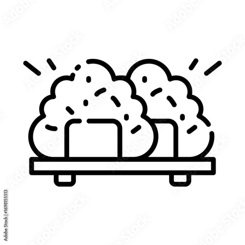hand-drawn vector icon of two Japanese onigiri rice balls
