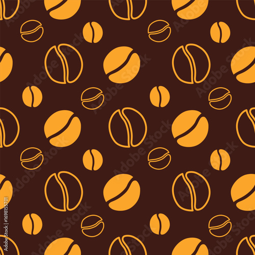 A simple, seamless coffee bean pattern. Geometric background design. Perfect for print, wallpaper, textiles, and wrapping paper. Hand-drawn vector